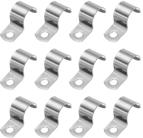 PATIKIL 20mm Rigid Pipe Strap, 12 Pcs 304 Stainless Steel Conduit Clamp 1 Hole Thicken U Bracket Pipe Clamp Tube Strap for Pipe Cable Wire Fixing, (4/5)