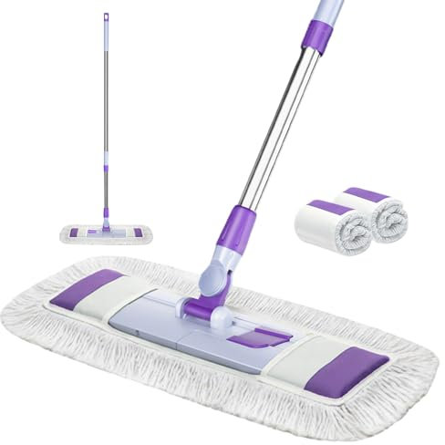 Bodenwischer, Wischmopp groß, 56/66cm Breit wischer Boden, Industrieller Mop mit 125cm Edelstahl Teleskopstiel, 360° drehbarer Flachmopp für Hartholz Fliesen Marmor Laminat (Breite 66cm)