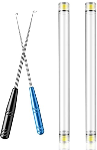 Fish Hook Remover 2 Pack, Magnetic Dehooker Tool, 21 cm Stainless Steel | A 2-pack fish hook remover with 360-degree rotating head, magnetic base and PVC tubes for quick catch-and-release fishing.