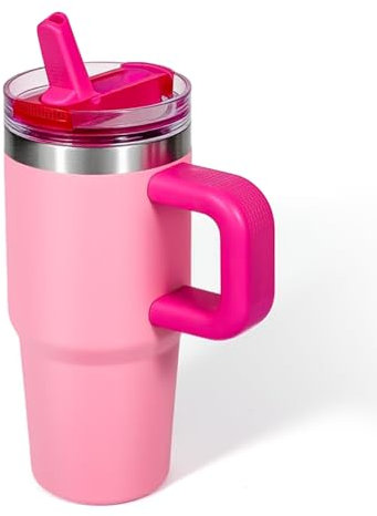 Thermobecher der Kinder, 100% auslaufsicheres Stroh, 14oz/413ml kleine Tasse 304 Edelstahl Tumbler, Geschenk für Kinder, Reise Graduierung Geschenk-Rosa mischen