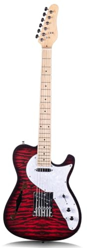 Guitarra Eléctrica De Jazz Con Agujero En F De 22 Trastes(Red)