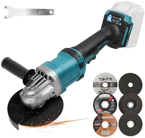 Akku-Winkelschleifer für Makita 18V Akku, 10000RPM Bürstenloser Winkelschleifer für 125mm Räder, 4 Variable Geschwindigkeiten Schleifer zum Schleifen Schneiden Polieren (nur Werkzeug)