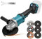 Cordless Angle Grinder for Makita 18V Battery, 10000 RPM Brushless Angle Grinder for 125 mm Wheels, 4 Variable Speeds Grinders for Grinding Cutting Polishing (Tool Only)