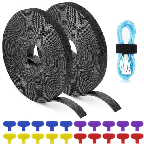 2 fascette stringicavo in da 5 m con 20 etichette per cavi, fascette richiudibili in , chiusura in , larghezza 1,2 cm, lunghezza di taglio libero fascette in , per fissaggio (ferro-1)