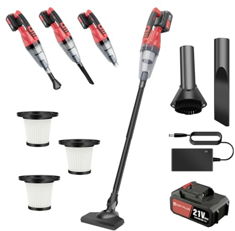 21V Ultra Lightweight Stick Vacuum, 4-in-1 Cordless Vacuum Cleaner, 20 Min Runtime, 600ML Dustbin, Perfect for Quick Cleanups on Hard Floors,Cars & Pet Hair(With 1x Battery)