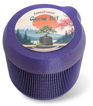 HIZEN CannaBonsai Grow Kit – Cannabis Bonsai Anzuchtset inkl. selbstbewässernder Topf, Anzuchterde, Langzeitdünger + Pflanzendraht, Indoor Grow Set (Violett)