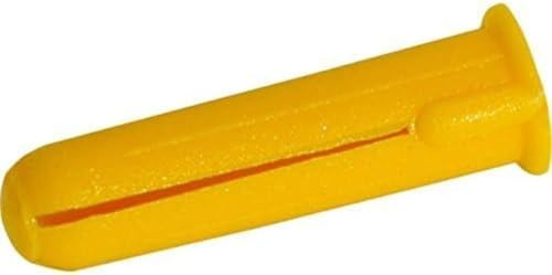 100 Pack Yellow Wall Plugs – Heavy-Duty Fixings for Brick, Concrete, Stone & Plasterboard – Ideal for Lightweight Fixtures, Shelves & More