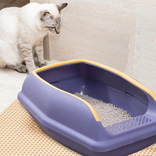 XUQEAYWD Caja de arena abierta para gatos, caja de arena para gatos con parte superior abierta con pala gratis, bandeja de plástico para gatos de 38 x 23 x 15 cm, con valla desmontable