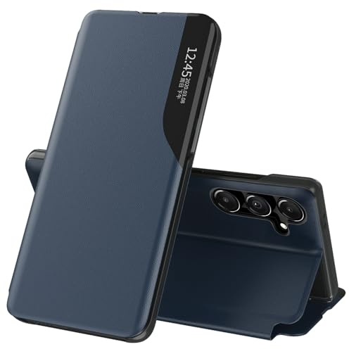 Fiyer Handyhülle für Samsung Galaxy S25 FE Hülle Clear View Klappbar Leder Flip Case Galaxy S25 FE Schutzhülle mit Ständer 360 Stoßfest Und Kratzfest Klapphülle für Samsung S25 FE 5G Cover (Blau)