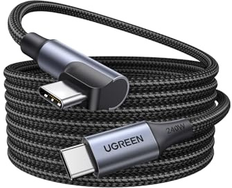 UGREEN Zapix Cable USB C 240W Carga Rápida PD 3.1 90 Grados (2M) | Tipo C Trenzado Nylon, Compatible con iPad Macbook, iPhone 17 Pro Max Air/16/15, Galaxy S26/S25 Ultra, Pixel 10/9/8, etc.