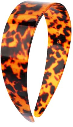 Auroriel Bandeau en Acétate Large à Motif Léopard avec Peigne à Dents en Écaille pour Femmes, Anti-Dérapant, Pression de Migraine, Bandeaux Confortables