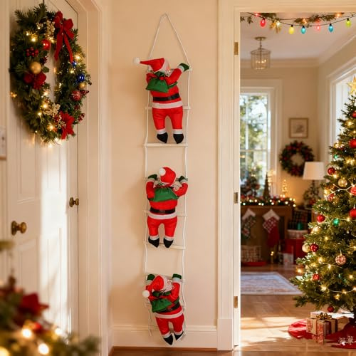 Christmas Furniture Decoration,Christmas Decoration, Rope Ladder Ornament for Xmas Tree Window Mantel, Climbing Santa DecorChristmas Decoration