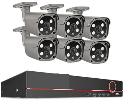 8CH 5MP HD POE CCTV-Sicherheitskamerasystem Heimvideoüberwachung NVR-Kit Gesichtserkennung Outdoor-IP-Kameraset Bewegungserkennung(None,8CH 6 Bullet Camera)