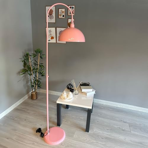 bamyum Gorkiede Metall, Moderne, Stehlampe Wohnzimmer, Schlafzimmer, Kinderzimmer mit E27 Fassung, 30 cm Breit, verstellbarer Lampenschirm, Stehleuchte mit Dimmer, Rosa