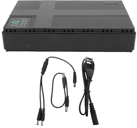 Denash USV-Batterie-Backup, 10400 MAh Unterbrechungsfreie Stromversorgung mit 6 Ausgängen, POE-LAN-Anschluss, für WLAN-Router, Modem, Kamera, Sicherheitssystem, LED-Licht (EU-Stecker)