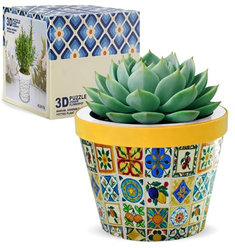 KRYSTHIA 3D-Puzzle-Pflanztopf, 152 Teile 3D-Puzzle-Vase für Erwachsene & Kinder ab 4 Jahre, Kleiner Süßer Innenpflanztopf, Kunst- & Handwerk für Mädchen, Einzigartige Blumenvase, Gittermuster