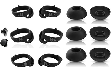 6 Pairs Replacement Ear Tips for Bose QuietComfort Ultra Earbuds (2023) & Bose QuietComfort Earbuds II (2022) - Anti-Slip Silicone Wingtip Covers Eartip (Black)