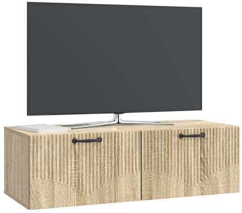 vidaXL Wandmontierter TV-Schrank Sonoma-Eiche 98 x 41 x 30 cm, Moderner Wohnbereich, Rechteckiger Wandschrank, Viel Stauraum, Schlichtes Design für die Haushaltsorganisation