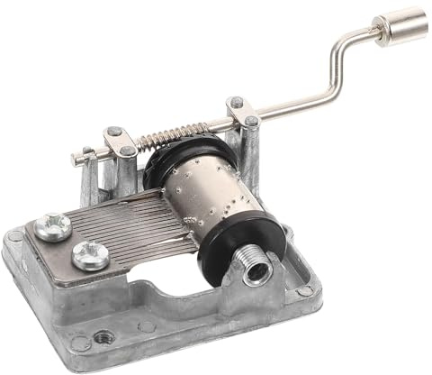 YARNOW Spieluhr Mechanismus mit Handkurbel aus Eisen und Abs Silberner Ersatzteil für Musikbox mit Entspannender Musik und Austauschbarem Werk für Selbstgemacht Spieluhren