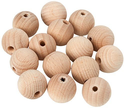 Efco 1401520 Kugeln unbehandeltes Holz mit Loch, 20 mm ø 4 mm, 15 Stück, braun