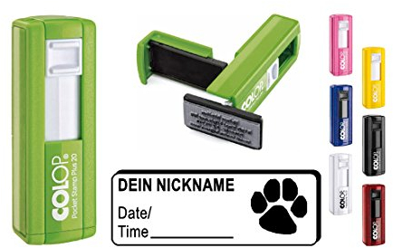 Geocachingstempel Pocketstempel TATZE - Abdruckgröße ca. 37 x 14 mm - mit persönlichem Cachernamen/Nicknamen - Geocaching