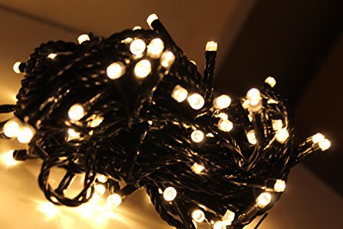 Best Artificial 200 Warm White LED's Black Cable Connectable Outdoor Christmas Waterproof String Lights (20m) with Low Voltage Plug