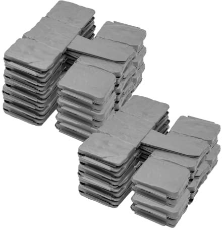 KCT 5 Pack - Grey Stone Cobble Effect Garden Lawn Border Edging Interlocking Path Edge - 50 Pieces Total