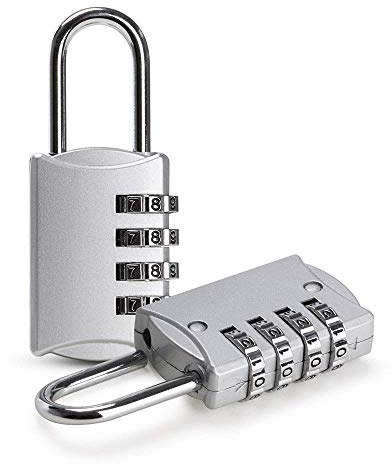 Hey.Beauty - 2 Pcs Cadenas à Combinaison, Cadenas Code 4 Chiffre - Antivol Sécurité, en Alliage de Zinc - Idéal pour Ecole, Casier, Valise de Voyage, Boîte à outils, Vélos, Portail Etc(Argent)