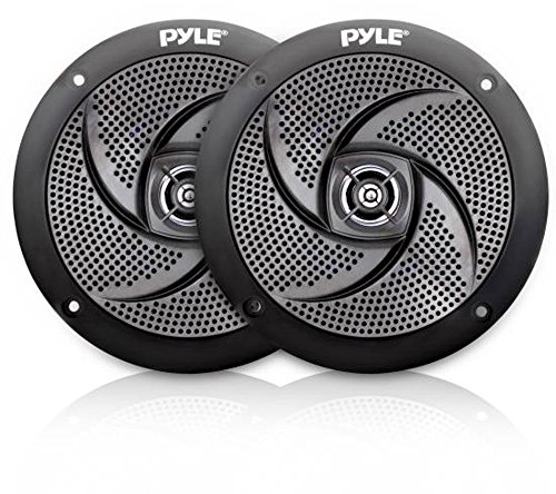 Pyle Flacher wasserdichter Marine-Lautsprecher – 240 W 6,5 Zoll 2-Wege 1 Paar Slim Style Wasserdicht und Wetterbeständig Outdoor Audio Stereo Soundsystem für Boot Geländewagen (schwarz)