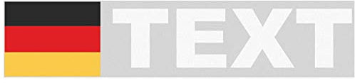 INDIGOS UG - Auto Aufkleber Deutschland - weiß - Aufkleber selbst gestalten - Ordner, Motorrad, Fahrrad, Wand, Tür, Kühlschrank - 90x18 mm - Flagge Name personalisierte Geschenke