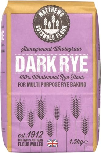 Matthews Cotswold Stoneground Wholegrain Dark Rye Flour - 1.5kg Bag (Single Bag)