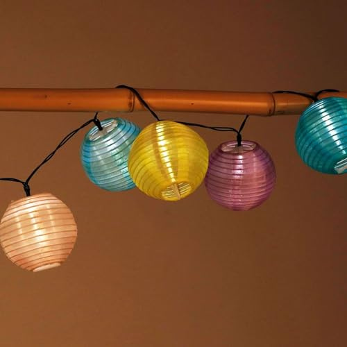 Solar Lampion Lichterkette 10 LED Warmweiß Garten Partybeleuchtung Outdoor | BURI, Solarbetrieb, wetterfest, Terrasse, Balkon, Gartenfest, energiesparend, dekorative Beleuchtung, stimmungsvolles Licht