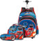 Schultrolley für Mädchen Junge Trolley Rucksack Cars Schulranzen,HTgroce Schultaschen Schulrucksack Rennwagenmotiv Muster 3 Teile Set mit Rollen für Kinder Junge und Mädchens Klasse 5-12