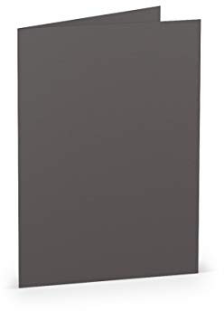 PAPERADO 50 Faltkarten DIN B6 - Schiefer gerippt Dunkel-Grau - 220 g/m² - 12 x 16,9 cm - Blanko Doppelkarten Klappkarten Basteln Einladungskarten