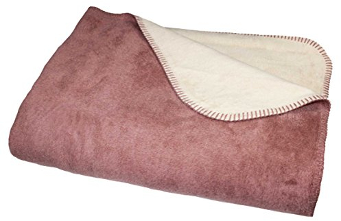 Moon Doubleface Kuscheldecke, Wohndecke aus Baumwollmischung - ca. 220x240 cm mit geketteltem Rand (Altrosa/Sand)