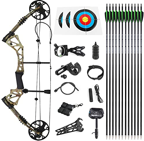 SHARROW Compoundbogenset Jagdbogen 15-70lbs Einstellbar Sportbogen Bogenschießen Jagd Compound Bögen und Pfeile Set für Outdoor Bogen Jagd (Typ 3)