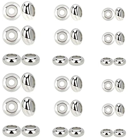 PandaHall 30St. 304 Edelstahl-Gleitperlen, 7mm 8mm 10mm Slider Clasps Stopper Perlen Mit Gummi Innen Für DIY Europäische Armbänder Halsketten Schmuckherstellung
