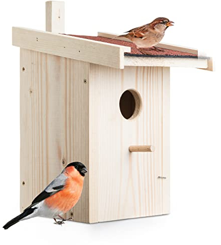 Woid Herz Nistkasten mit Bitumendach (N5) Vogelhaus für Kohlmeise, Blaumeise, Feldsperling und Trauerschnäpper
