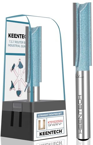 KEENTECH 5/16'' (Dia.) Double Flute Straight Router Bit, Carving Router Bits with 1/4'' Shank (KT01020504)