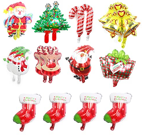 Weihnachtsballons Weihnachten Aluminiumfolie Luftballons, Smiley aus Aluminium Folienballon, Luftballon Weihnachtsbaum, Schneemann, Elch Dekoration Party Ballon Set