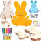 Seasboes Hasen aus Holz zum Bemalen, 10 DIY Osterhase Deko zum Dekorieren Spielzeug DIY Bastelzubehör Bastelset + 24 Kunststoff Selbstklebend Puppe Augen für Kinder Ostern und Frühling zum Dekorieren