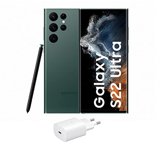 Samsung Galaxy S22 Ultra 5G + Cargador – Teléfono móvil libre, 128 GB, Smartphone Android, Verde (Versión Española)