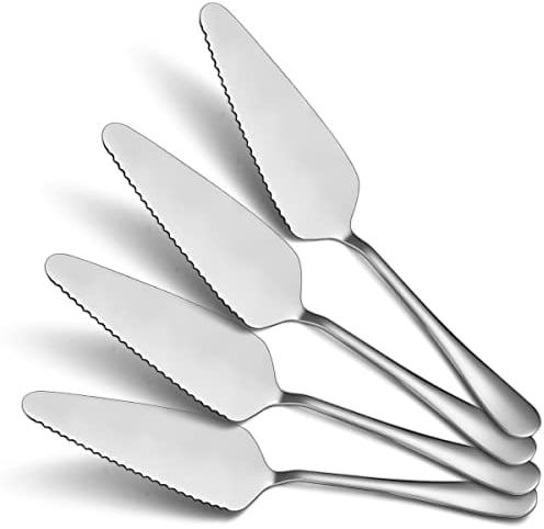 Kyraton Cake Pie Pastry Server Pack of 4, Wedding Cake Knife and Server Set, Stainless Steel Cake Cutter Wedding Cake Cutting Set, Silverware Set. Cake Serving Set (Silver)