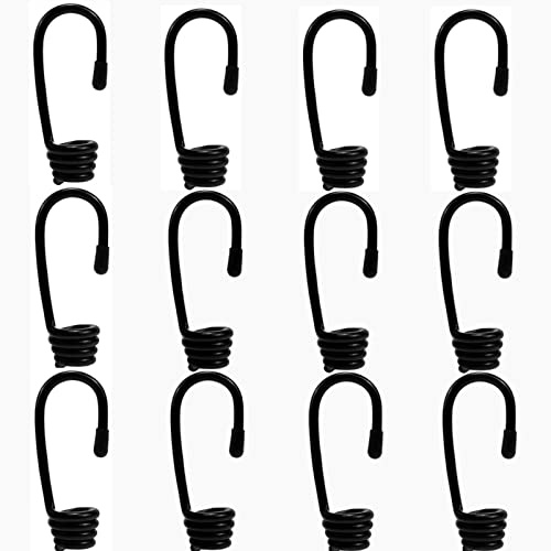 12 Pcs Bungee Rope Rope Hook Plastic-Coated Bungee Shock Cord Hook Spiral End Rope Hook Shock Cord Hook for Elastic Rope Strapping Tape