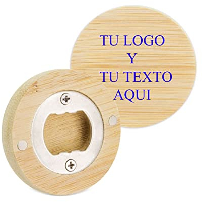 Lote 10 abridor botella de bambu, PERSONALIZADO con tu texto logo. Abrebotellas de cerveza, abridores de botella