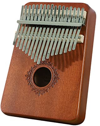 Kalimba Thumb Piano 17 Keys Portable Finger Piano, Retro Style Mbira Finger Piano with Study Instruction and Tune Hammer, Gifts for Music Beginners Lovers Players