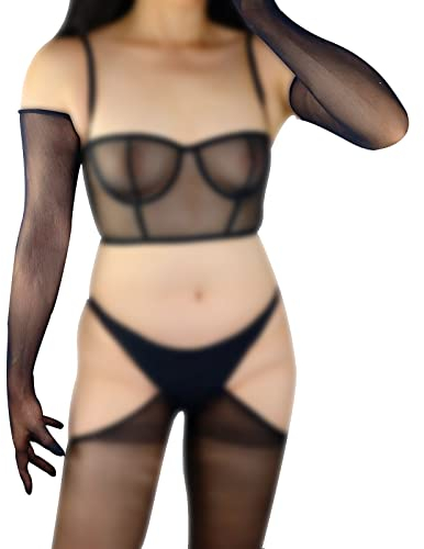 DooWay Damen-Handschuhe, lang, nahtlos, Touchscreen, Stretch, super lang, 70 cm, seidig, Schwarz , 85