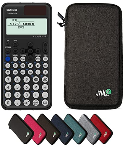 Casio fx-85DE CW ClassWiz inkl. WYNGS Schutztasche Dunkelgrau - Wissenschaftlicher Taschenrechner - Basic Set