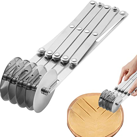 EUBEISAQI pastelería Ruedas múltiples | Cortadores Masa expandibles para Hornear,Acero Inoxidable, rebanEspaguetis y Fideos, Rodillos para Pasta