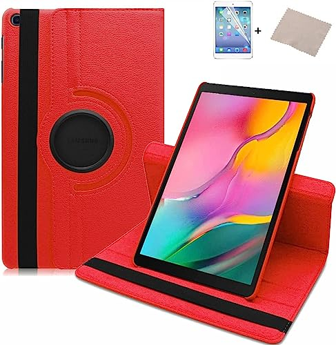 FURROB® Tab M10 FHD Plus (2.Gen) 10.3 Zoll Hülle Case-360 Grad Rotations PU Ledertasche Smart Cover mit Standfunktion für Lenovo M10 Full HD Plus 2020(X606F/X606X) Tablet+Display Schutzfolie(Rot)